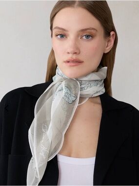 Soia & Kyo ROCHELLE-B Silk Light Gray Floral Sheer Scarf - Women's Accessory